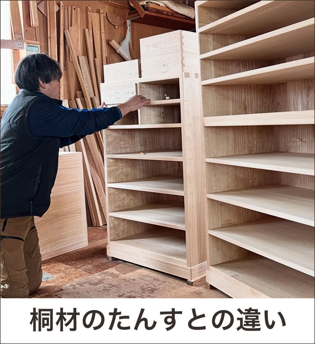 桐たんすと桐材のたんすとの違い|素材・用途・構造で比較