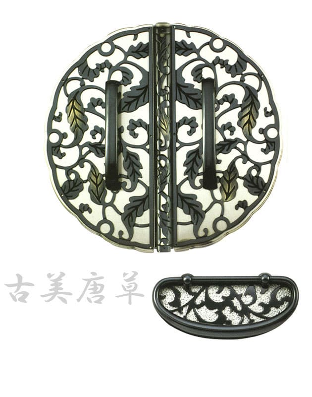 桐たんす金具【古美 唐草・黒】