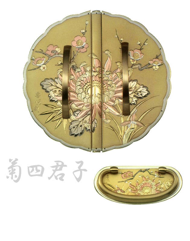 桐たんす金具【菊四君子・金】