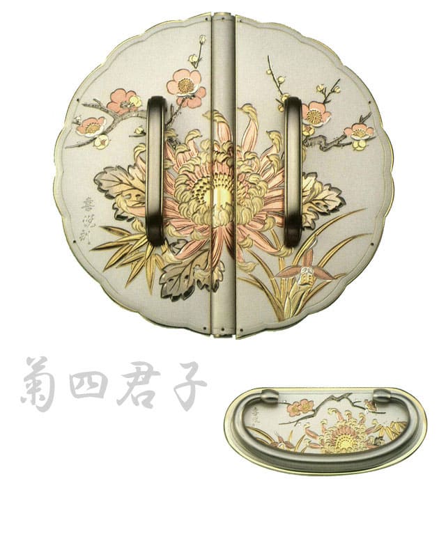 桐たんす金具【菊四君子・銀】